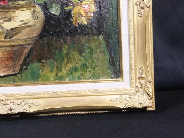 日動画廊取扱 萩谷巌 直筆サイン『ばら』キャンヴァスに油彩 15号 0418L