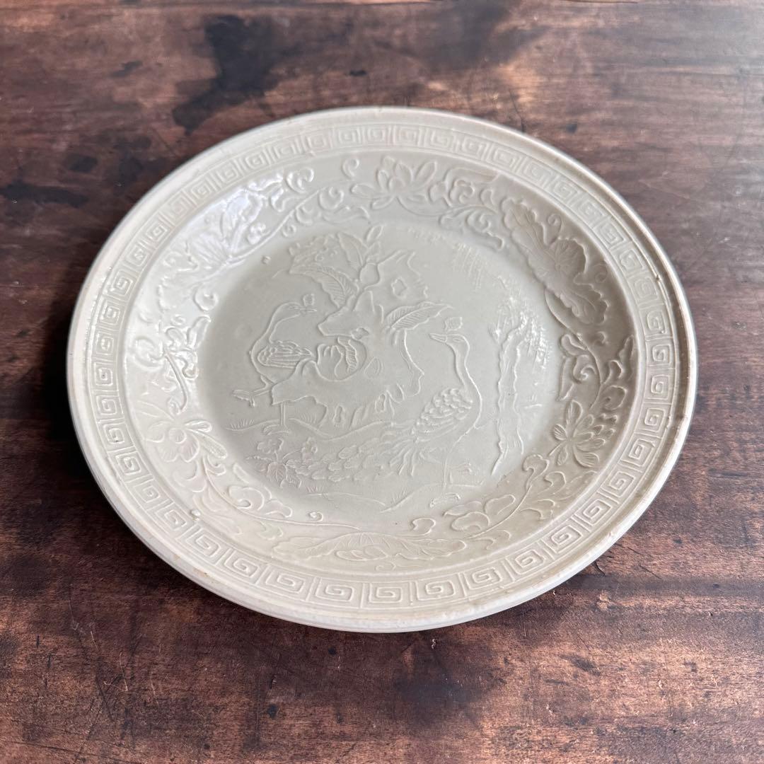 李朝高麗陽刻紋小皿