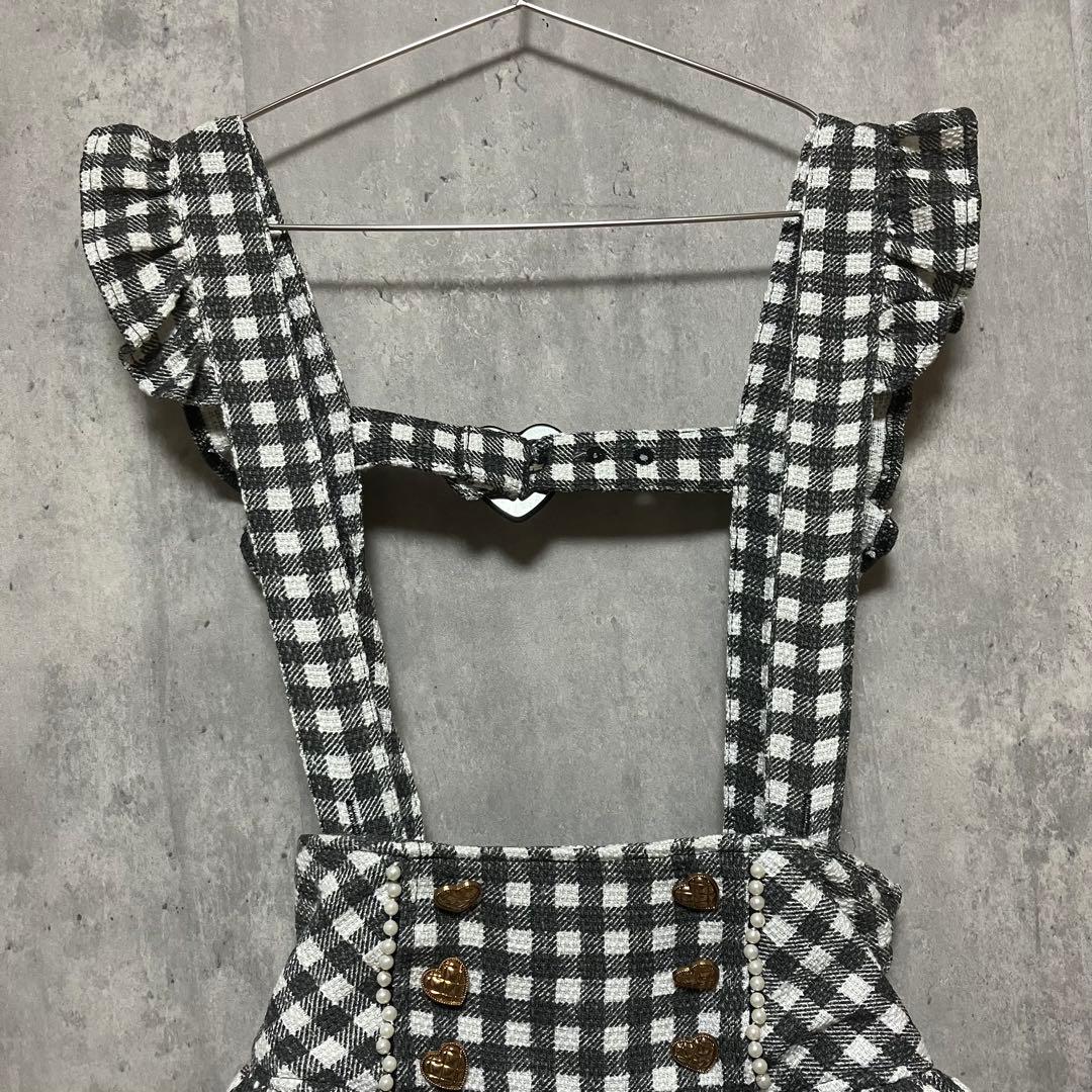 レア♪量産 地雷 LIZLISA ギンガム ツイード スカパン サスペンダー
