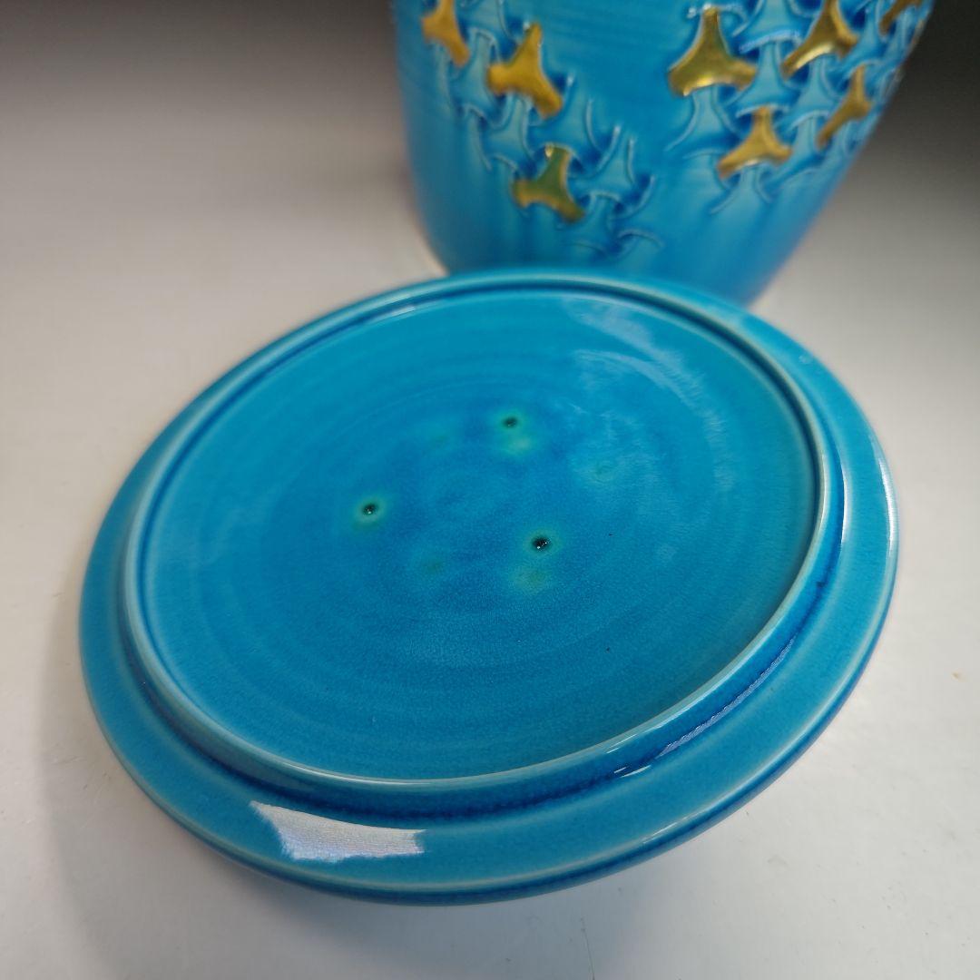 イ773 水指『平安 叶松谷造』『浅黄交趾こまつなぎ 水指 共箱』茶道具