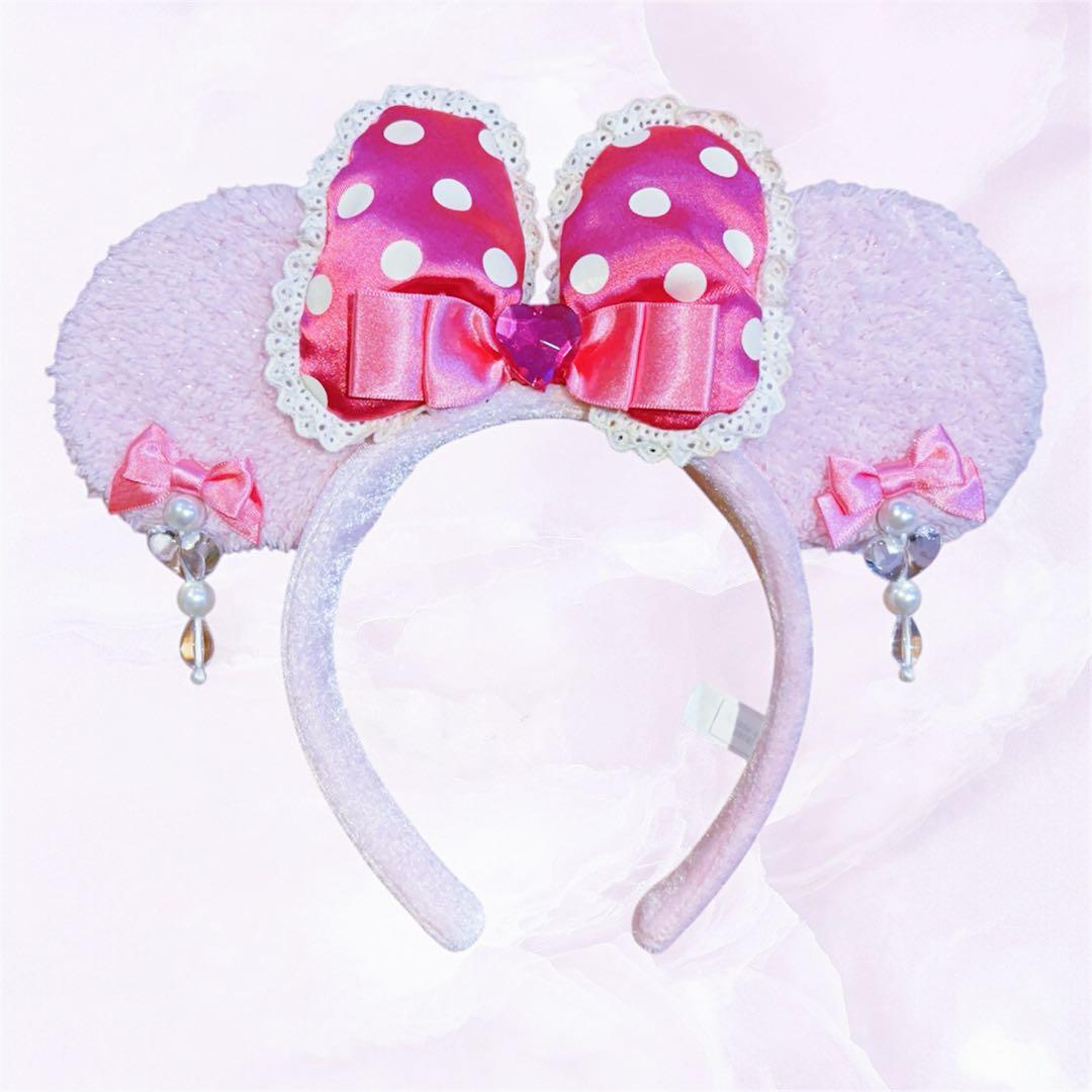 ディズニー ミニー イヤリング カチューシャ ピンク フリル レース