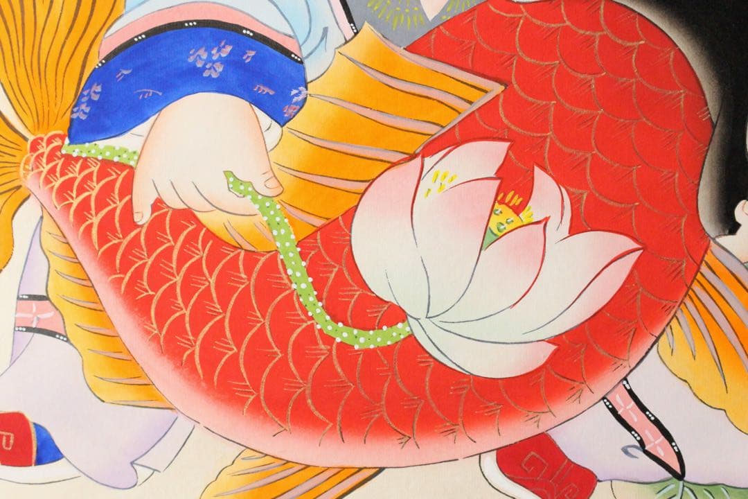 No5210 掛軸 中国画 「楊柳青年画」 木版画 紙本 古画 古美術 送料無料