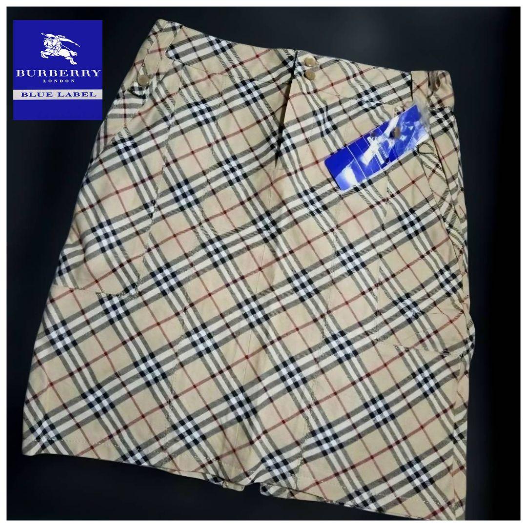 新品バーバリーブルーレーベル ノバチェックひざ丈スカート BLUE LABEL