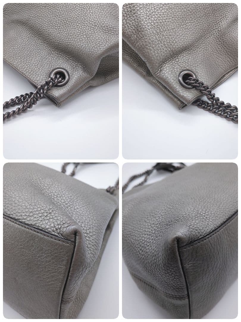 【人気モデル・美品】グッチ☆ソーホー チェーンショルダー レザー シルバー