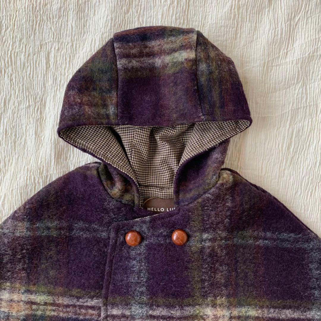 【値下中】HELLO LUPO poncho purple check 22aw