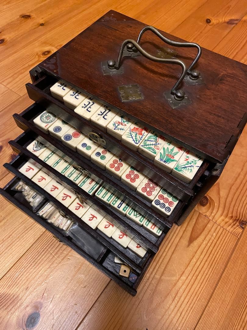 麻雀牌　背竹骨　木箱入