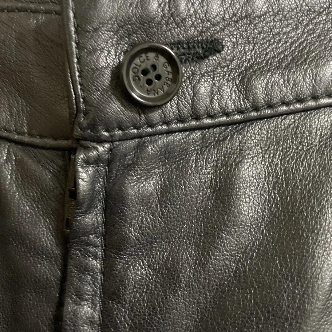 Dolce&Gabbana膝丈ブラックレザータイトスカート