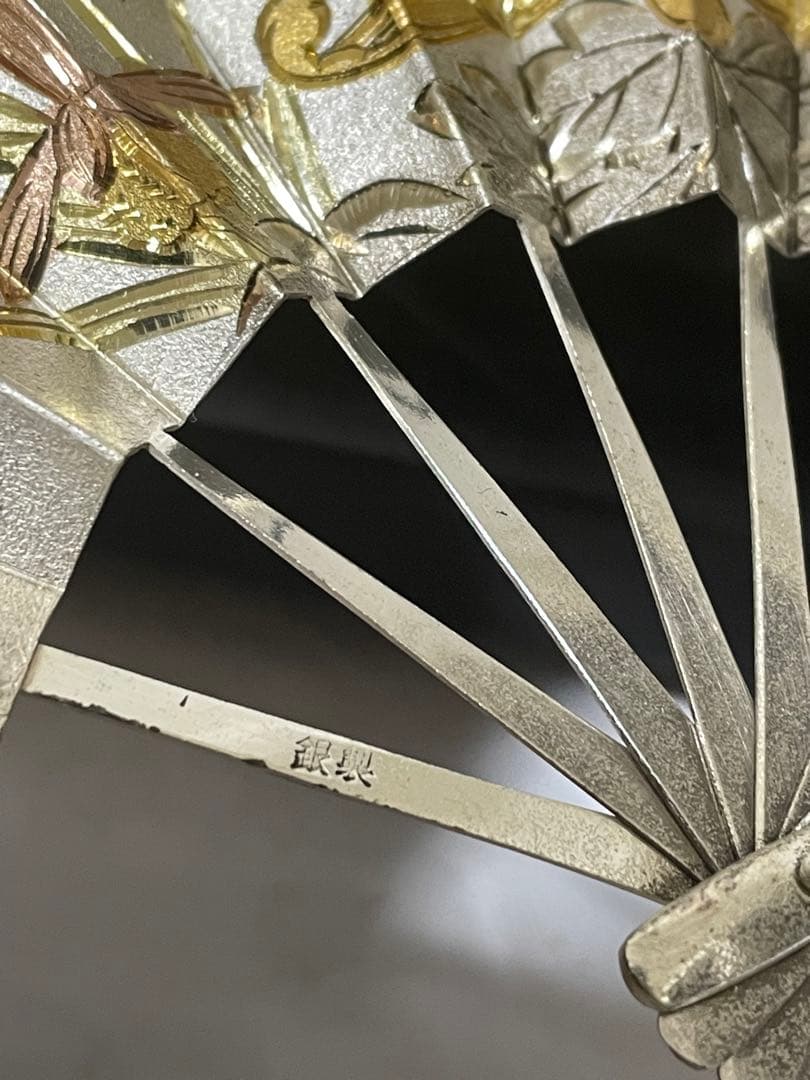 銀製 扇の置物 共箱付き 約37g
