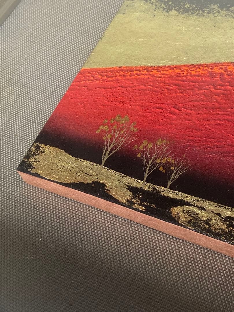 2289❣️ 下川立夏「朱映富嶽」赤富士 日本画 肉筆画 現代日本画家