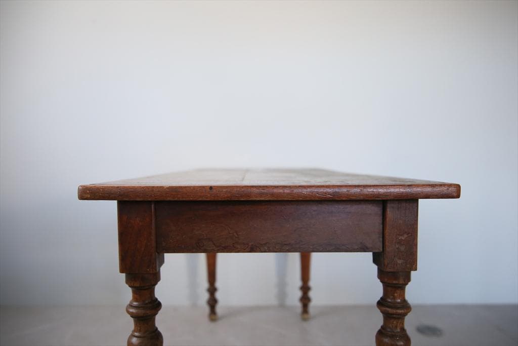 フランスアンティーク木製ダイニングテーブル/机/作業台デスク/飾り棚90-233