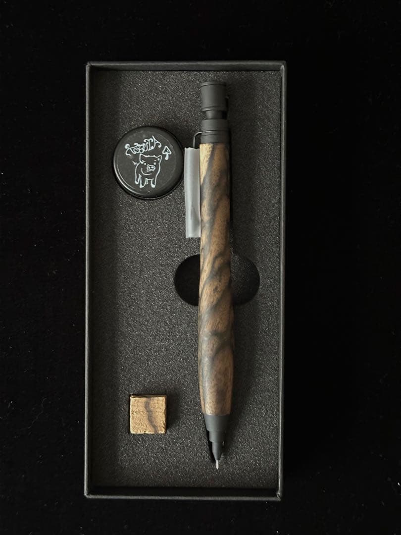 こぶた工房 シャープペンシル 黒柿孔雀杢ブラック金具0.5mm
