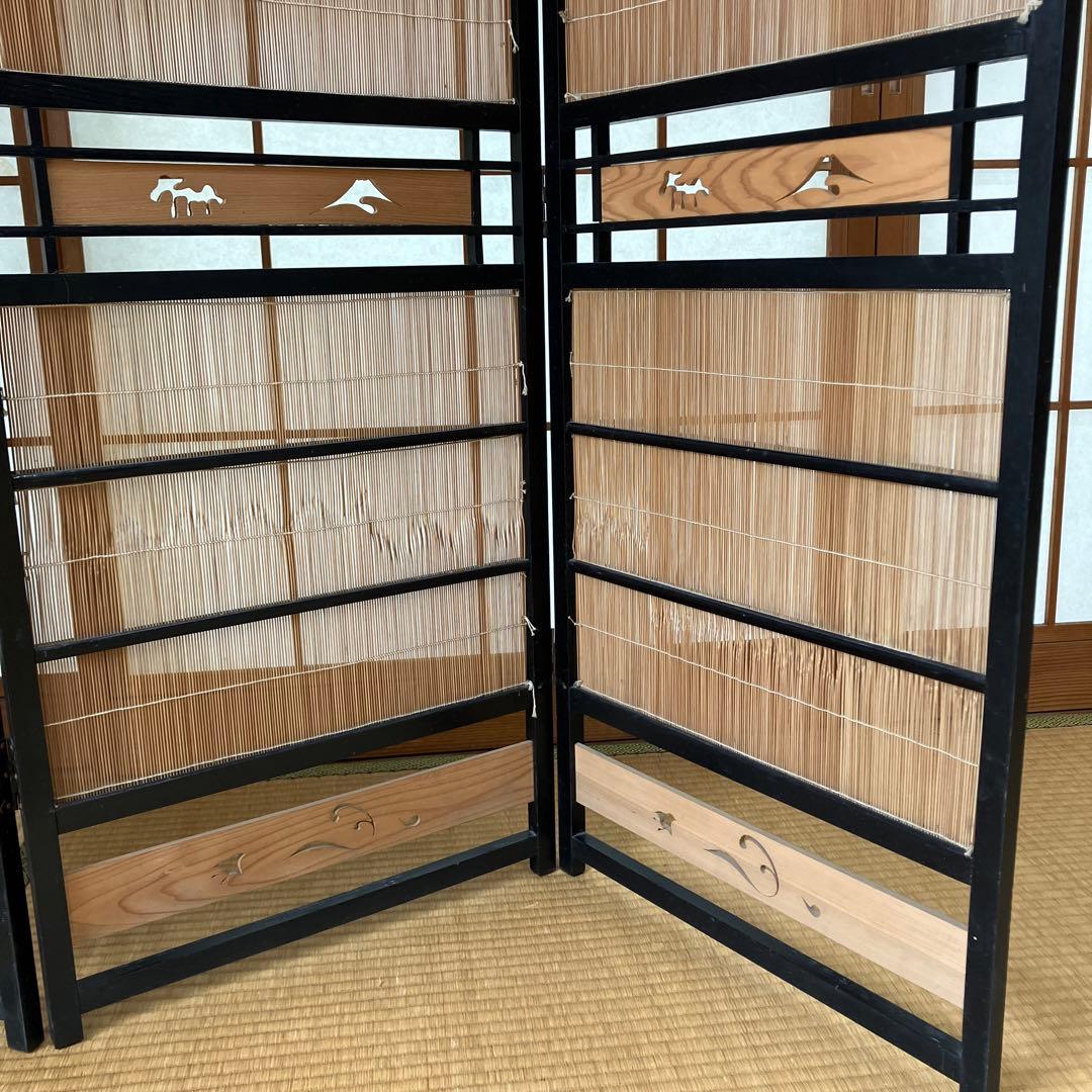 ビンテージ竹簾屏風すだれ衝立透かし彫りパーテーション間仕切り古道具