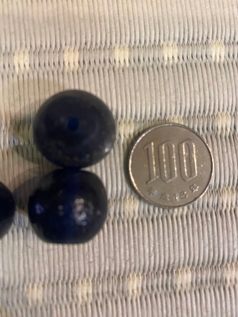 古いアイヌ玉 透明小玉6個と青小玉6個 とんぼ玉 硝子玉 みかん玉