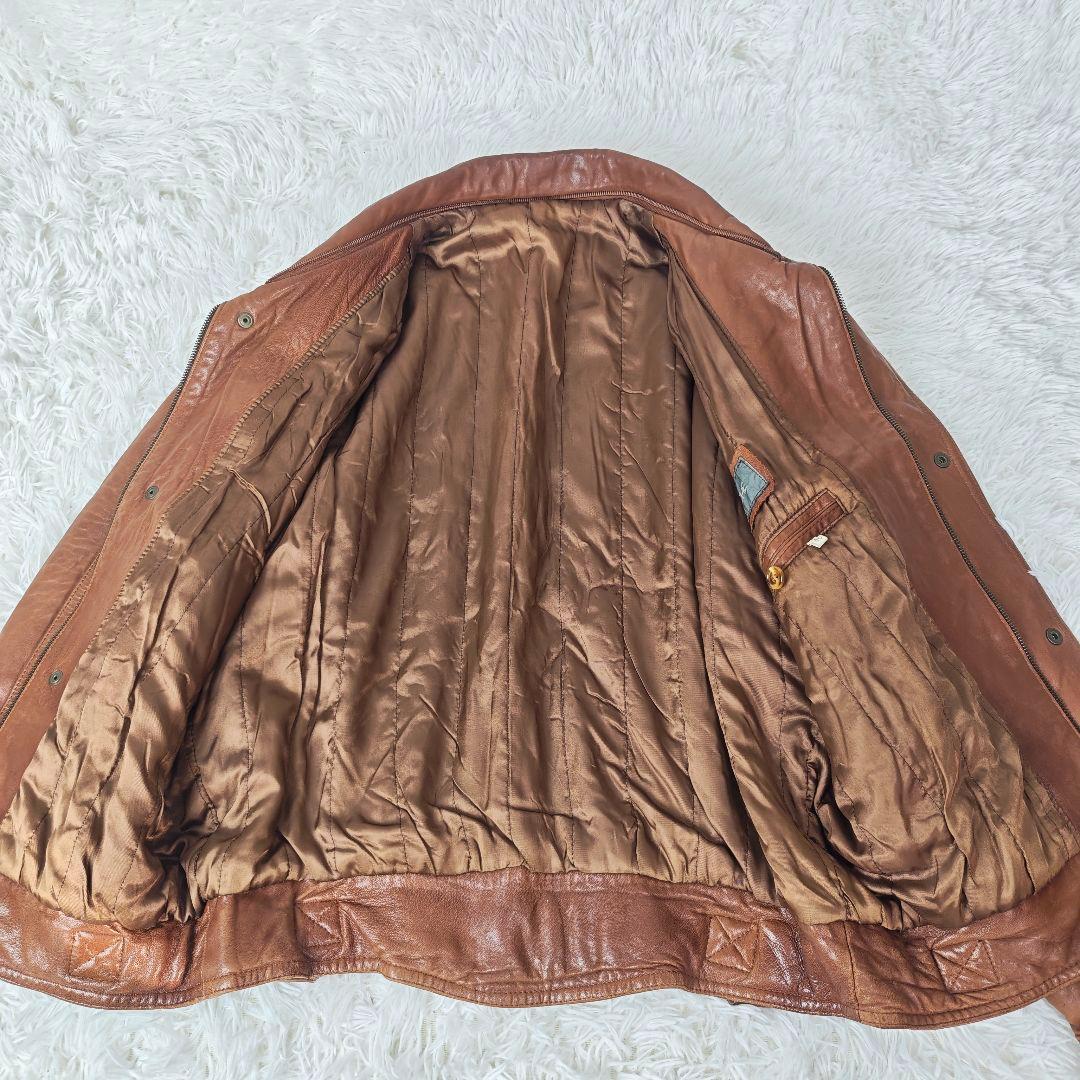 高級】VINTAGE イタリア製 ラムレザー 短丈 ジャケット メンズ 46