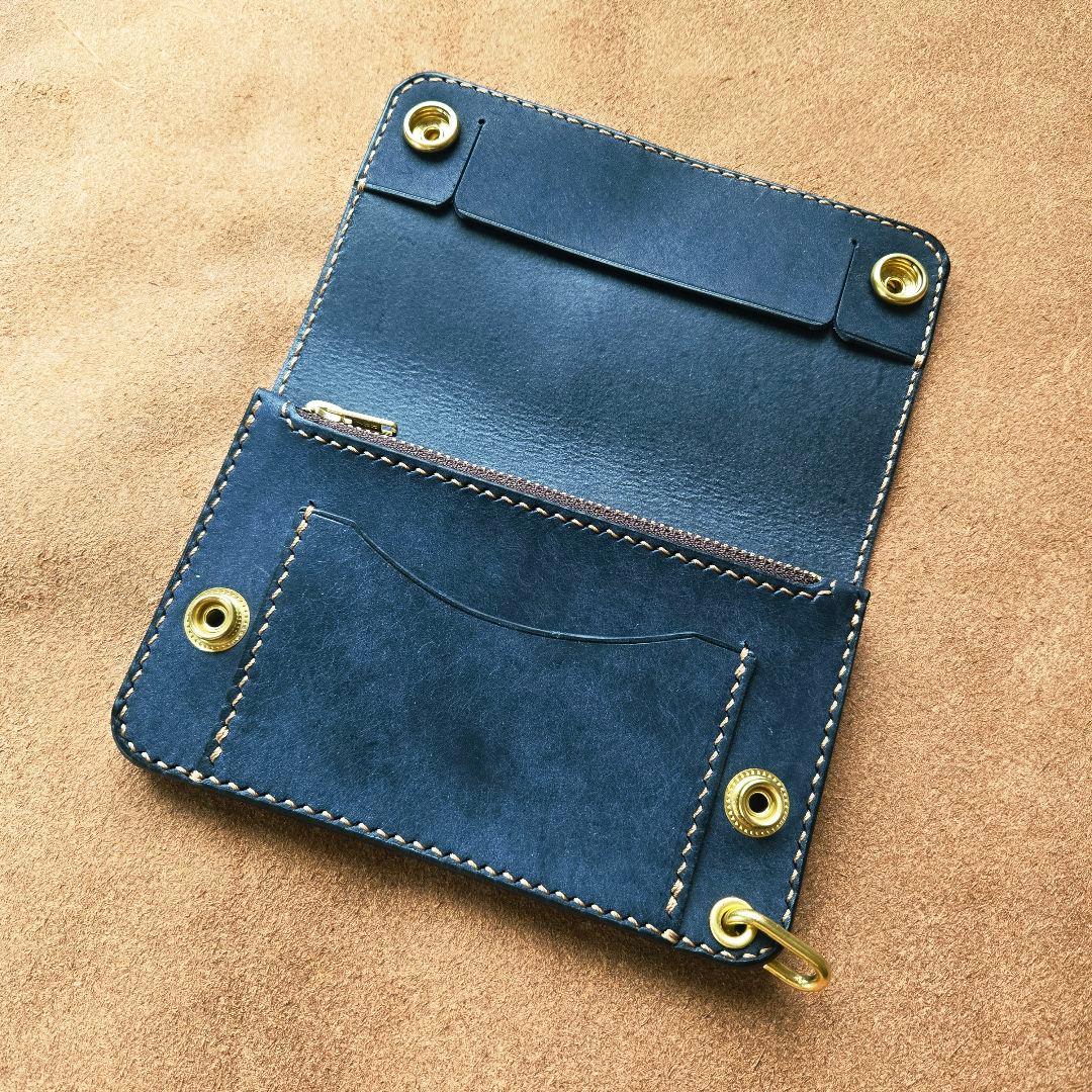 237 ミドル　トラッカーウォレット イタリアンレザーMARGOT【ネイビー】