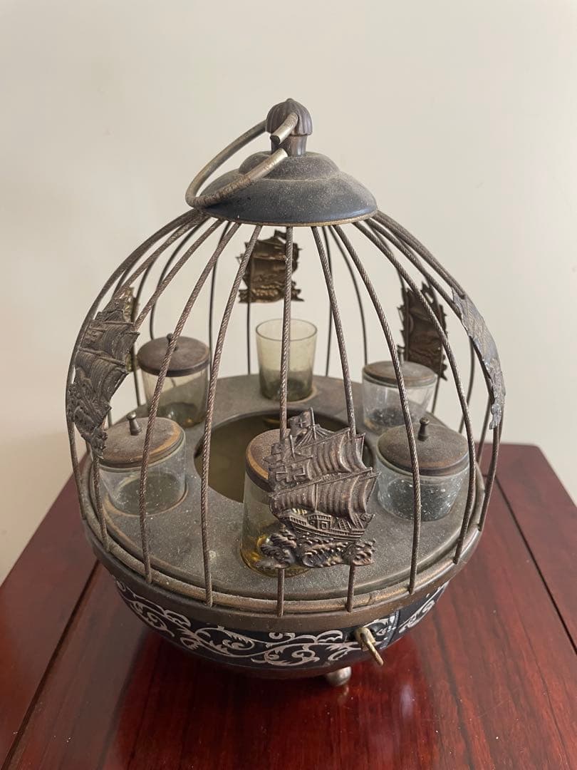 レトロ 鳥かご型のウイスキースタンドホルダー ショットグラス6p