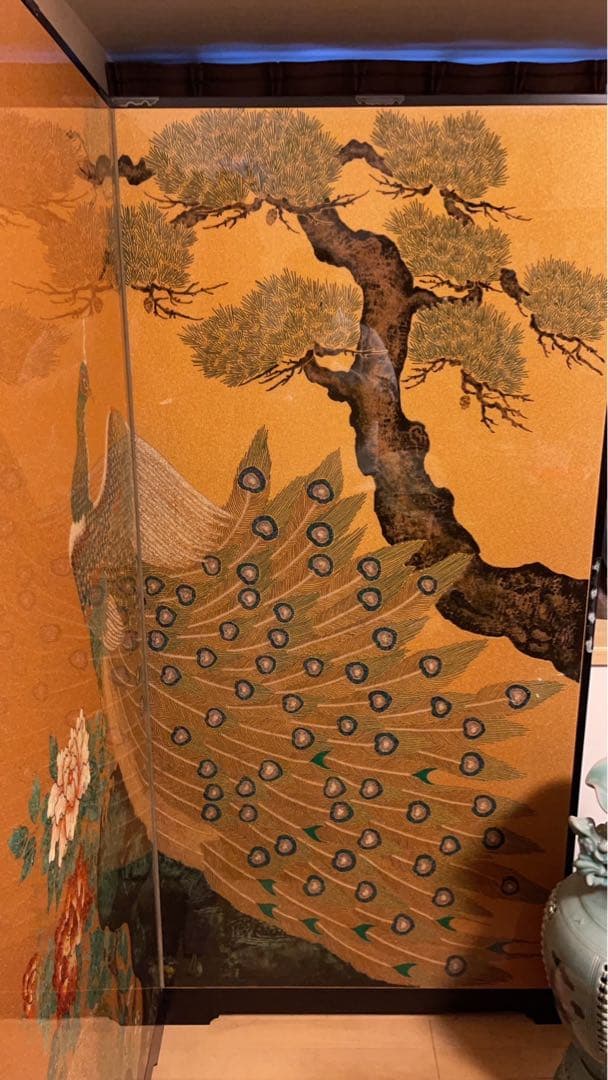 豪華絢爛⭐︎表面ガード付き 孔雀と花の衝立 ダイヤモンド入り（目）