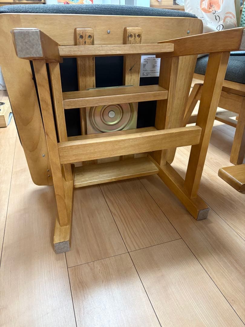 ※引き取り限定※『白王』無垢材180ダイニングテーブル6点セット回転椅子➕ベンチ