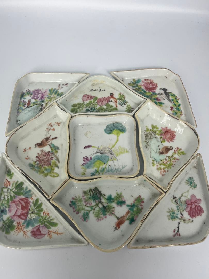 中国古美術 清朝同治骨董 古陶磁器 收藏品 アンティーク 9点セット木箱