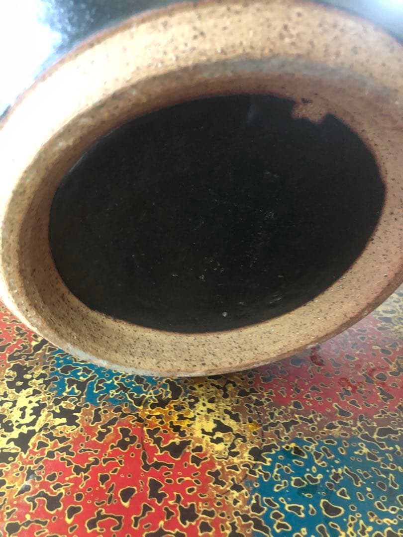 手作り 自然釉流れ　大型壺 33cm 約5kg 和テイスト 無傷