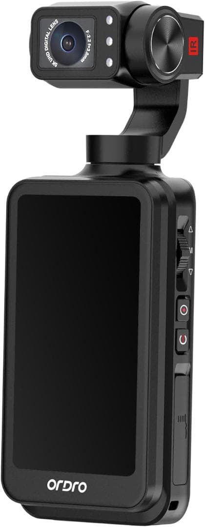 5K ジンバルカメラ ハンドヘルドビデオカメラ Vlogカメラ 120度広角