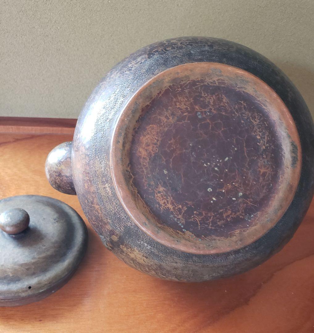 No216 大正・昭和期の 虎に不二図 の銅製 やかん(水注)