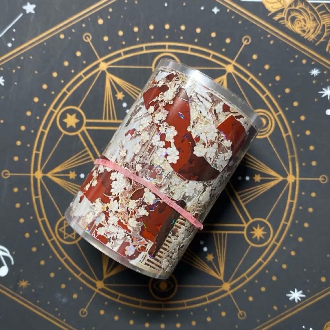 9206】海外 マステ 中古巻 貝殻光マスキングテープ 冬景色 赤壁 背景系