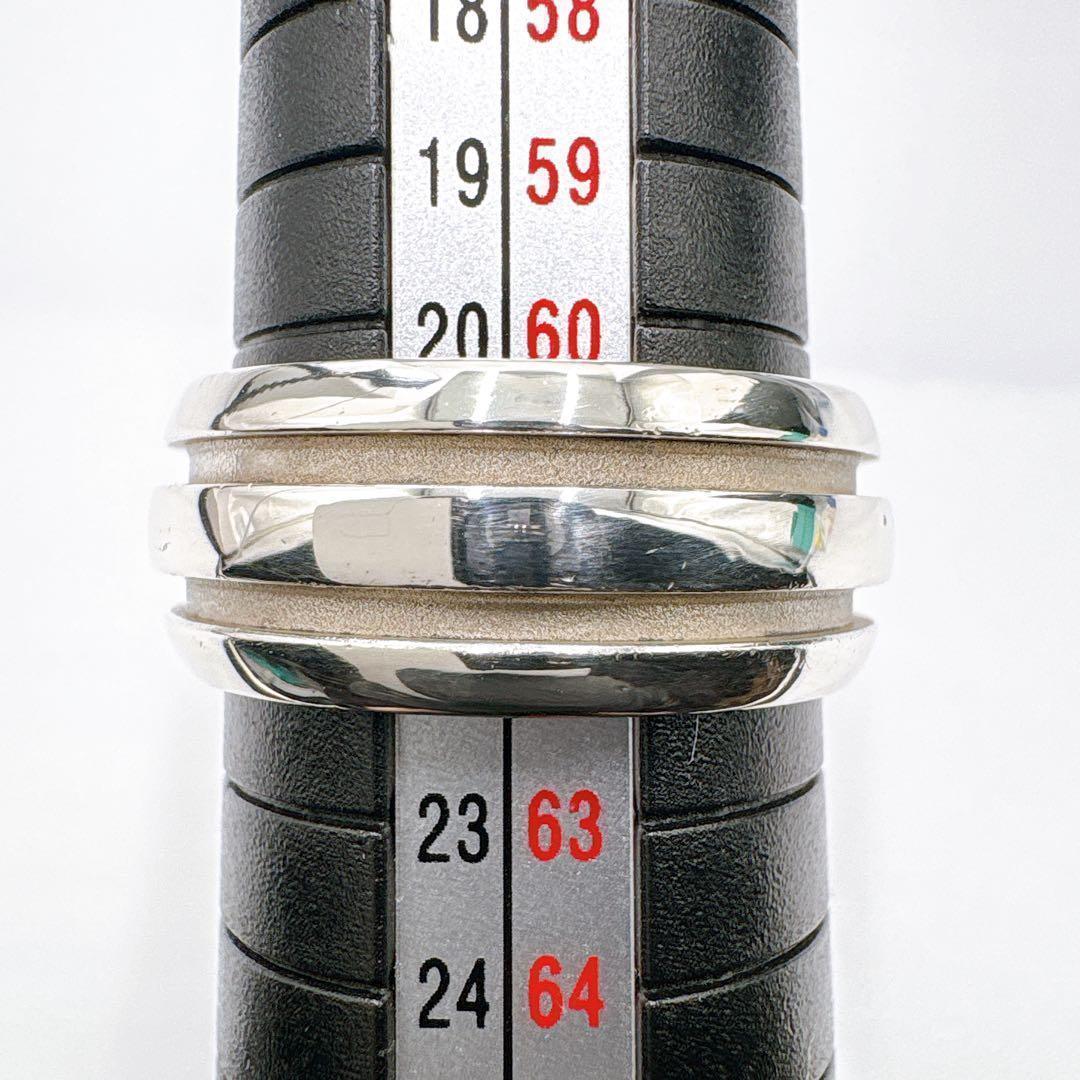 美品 オールドティファニー グルーヴ ダブルライン リング 21号 シルバー