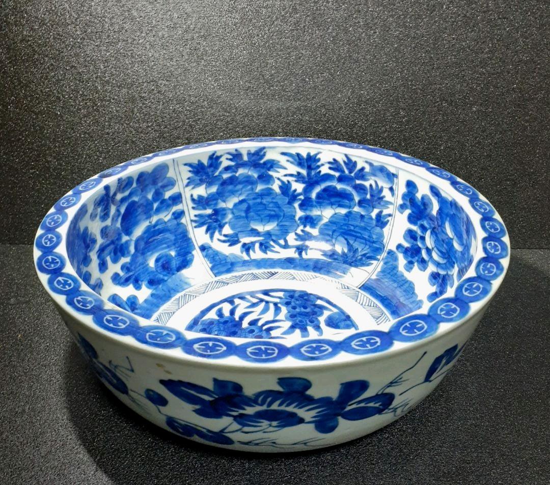 献上古伊万里花篭手大鉢江戸期