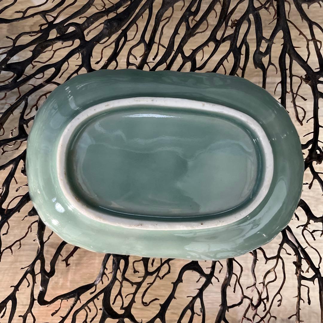 骨董 古伊万里 菊割重ね 菊花 変形 長皿 膾皿 向付 1客