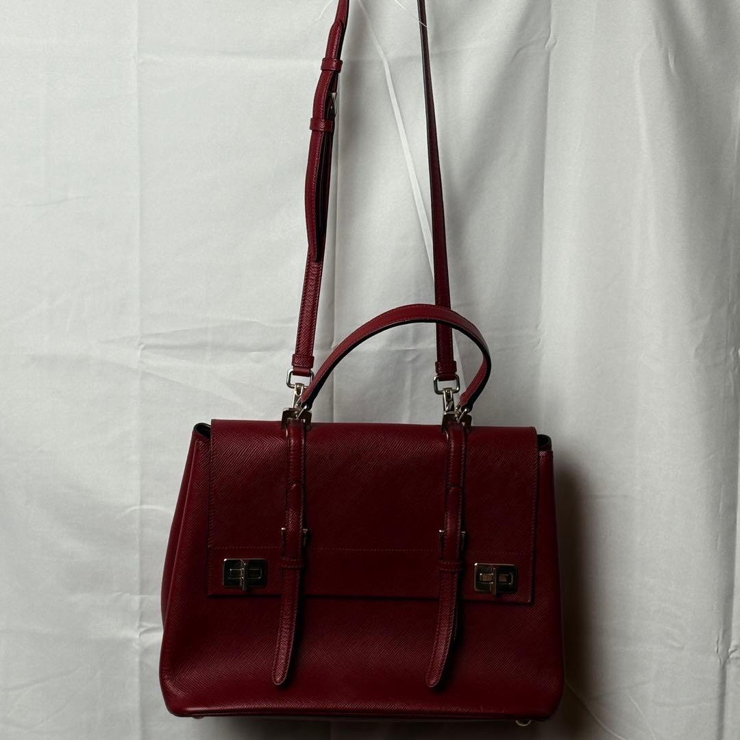 PRADAサフィアーノレザ 2wayバッグ上品高級トート ショルダー極美品