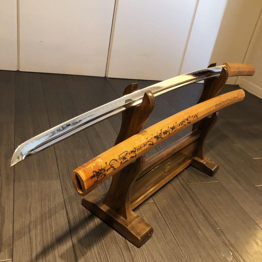 高級模造刀 白鞘 樋入り刀身　濃州関住二十三代藤原兼房作之 刃長二尺三寸五分有之