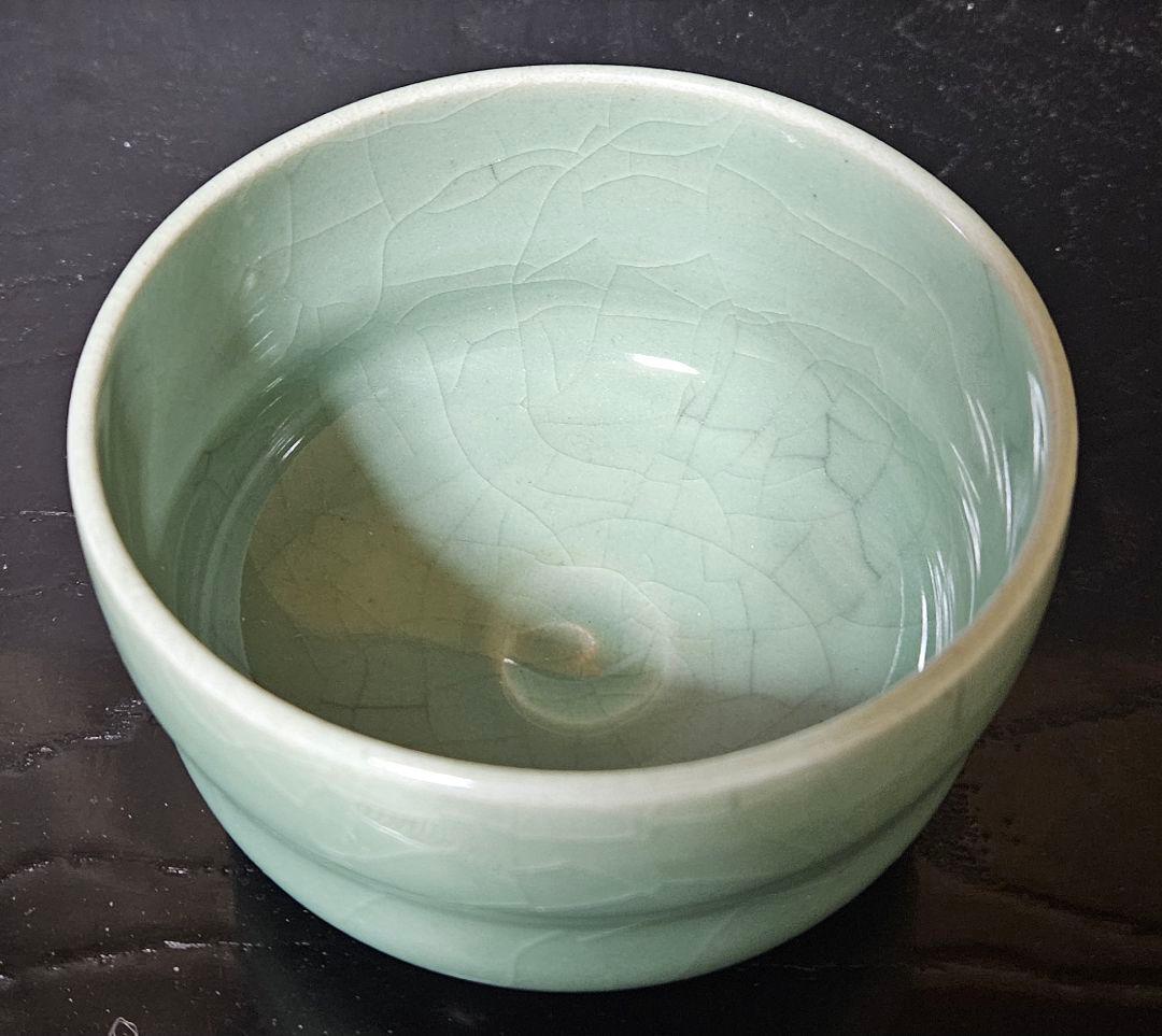 大川内焼 鍋島青磁 虎仙銘 小笠原長春箱 氷裂文様 抹茶茶碗 茶道具