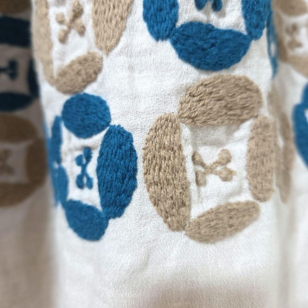 【mina perhonen　ミナ ペルホネン】　刺繍　リネン　スカート　タック