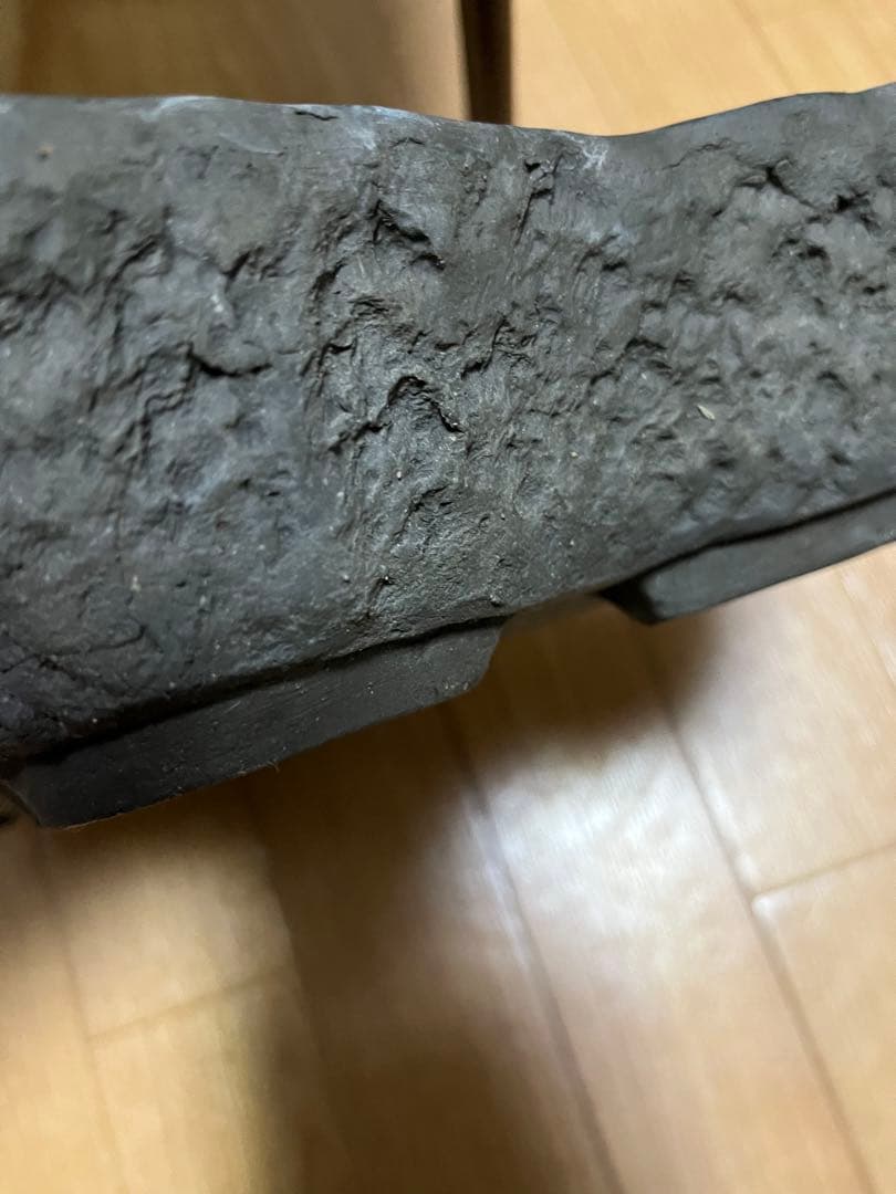 盆栽鉢　希少松皮　一点物　ヴィンテージ　手捻り鉢　1.3kg