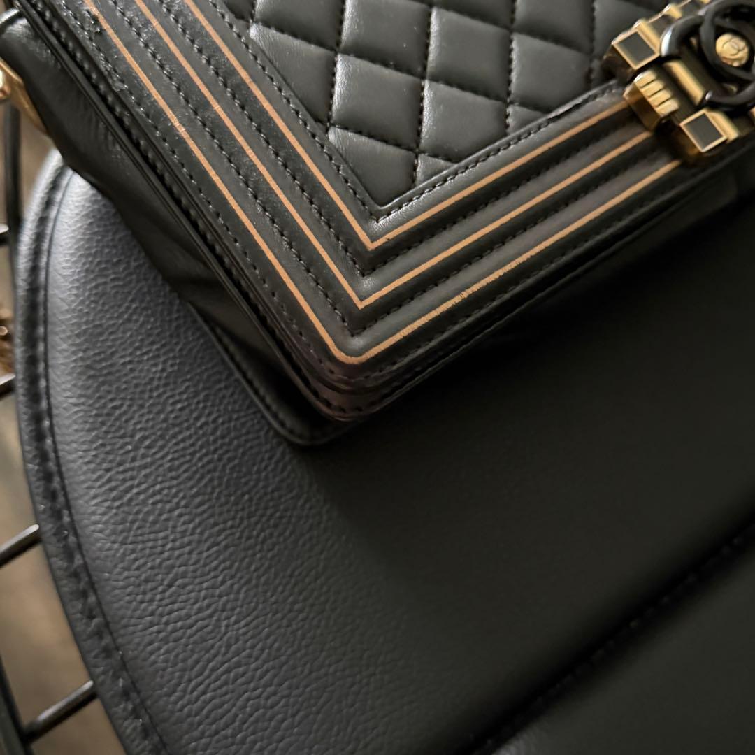 CHANEL ボーイシャネル トップハンドル チェーンショルダーバッグ ブラック