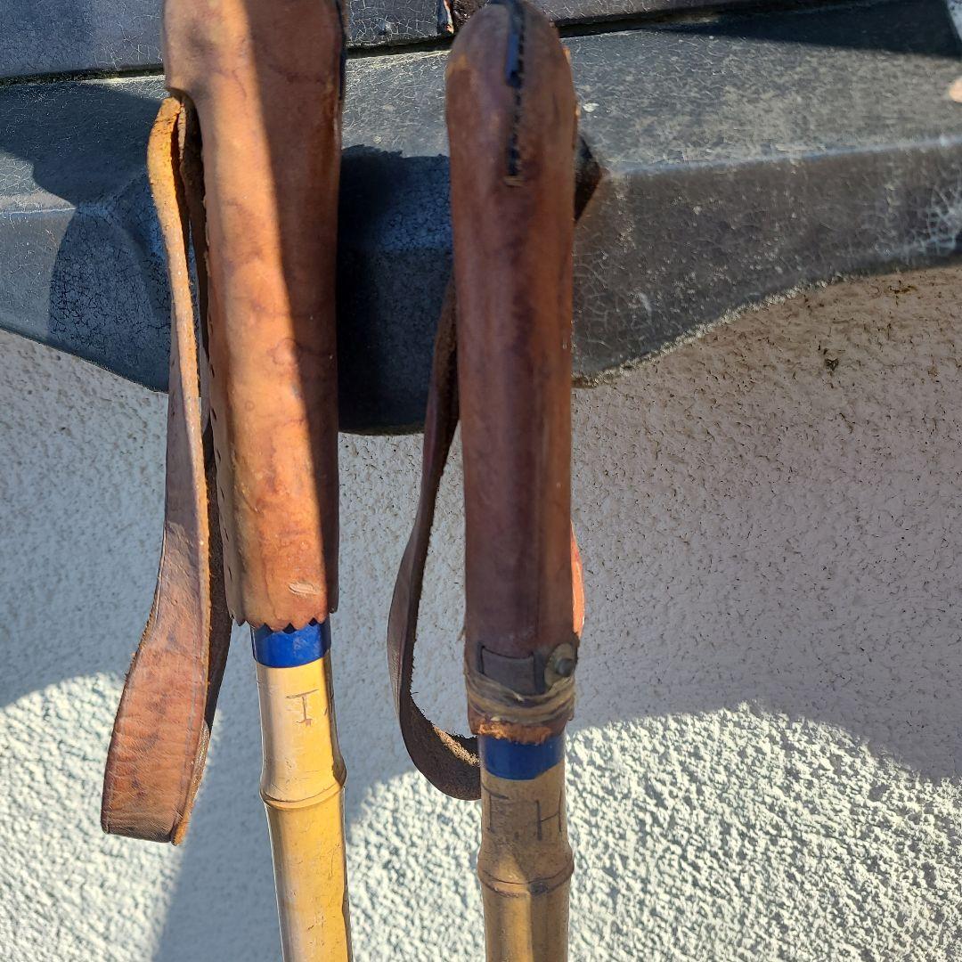 週末限定価格】アンティーク 木製 スキー板 ストック セット