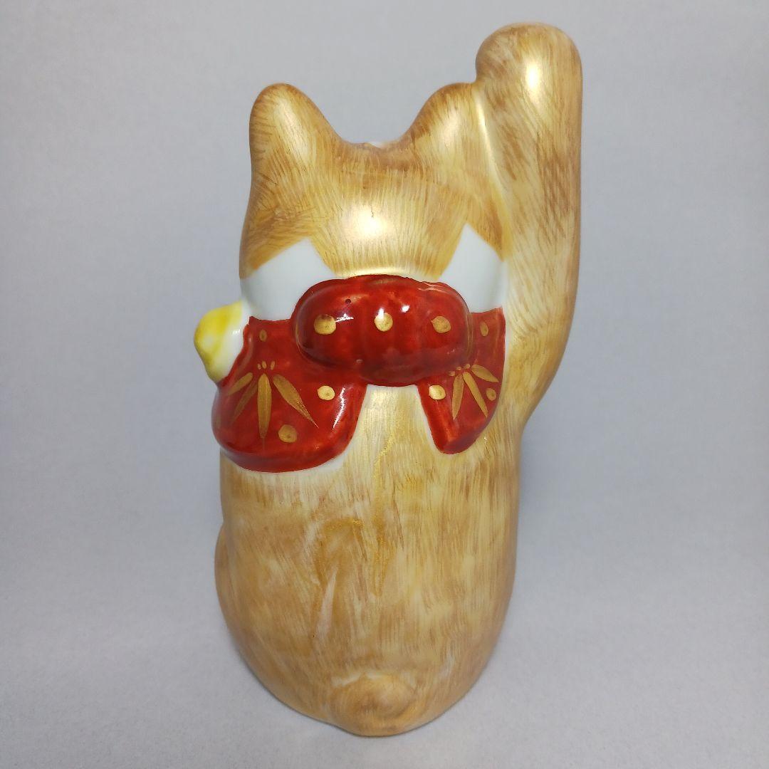 招き猫 陶器 九谷焼手書き4号高さ13.5cm