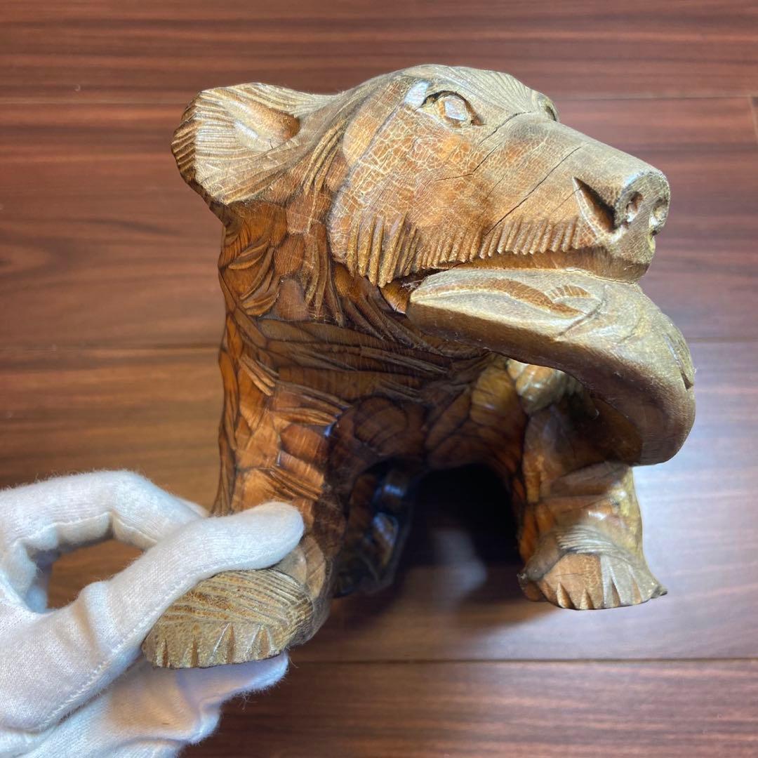 木彫り 熊 置物 アンティーク 5635