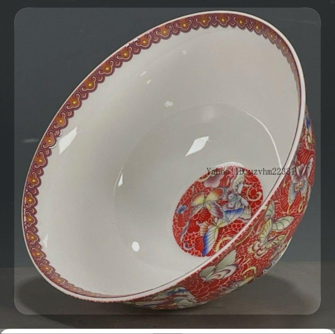 清乾隆紅地琺瑯彩花卉碗 景徳鎮 陶磁器 装飾品 現代工芸品 美術品 置物