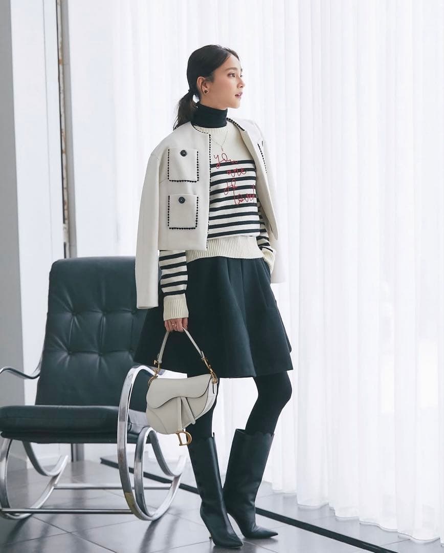 seventenby mihokawahitoウールハイウェストフレアキュロット