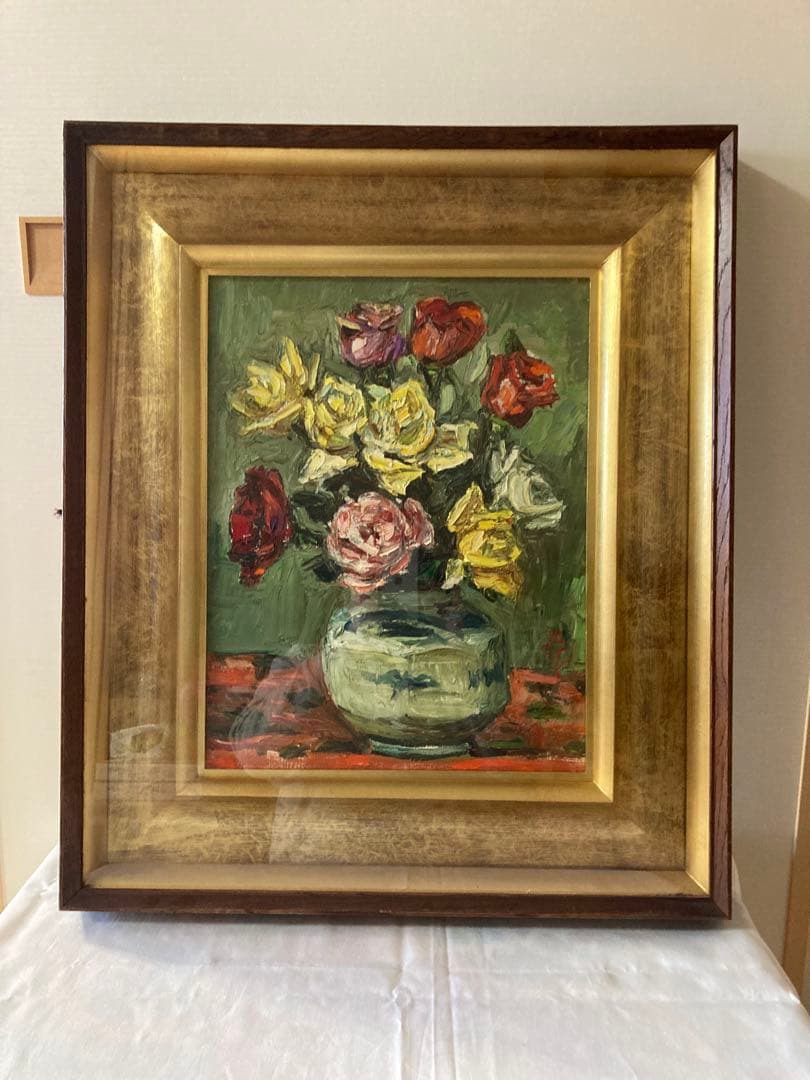 萩谷巌　油彩画『薔薇』