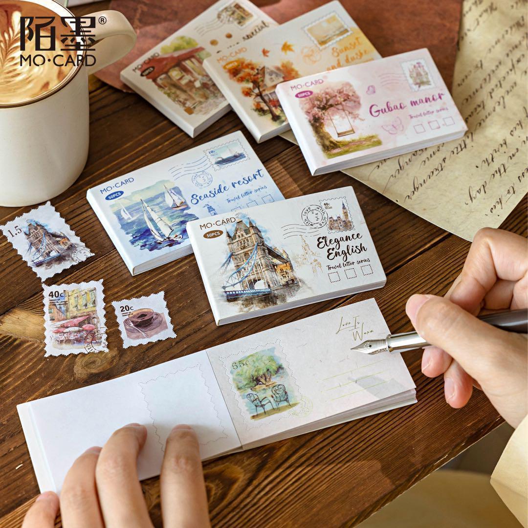 330】(旅の便り) メモ帳 紙もの コラージュ素材 風景 おすそ分け 6種