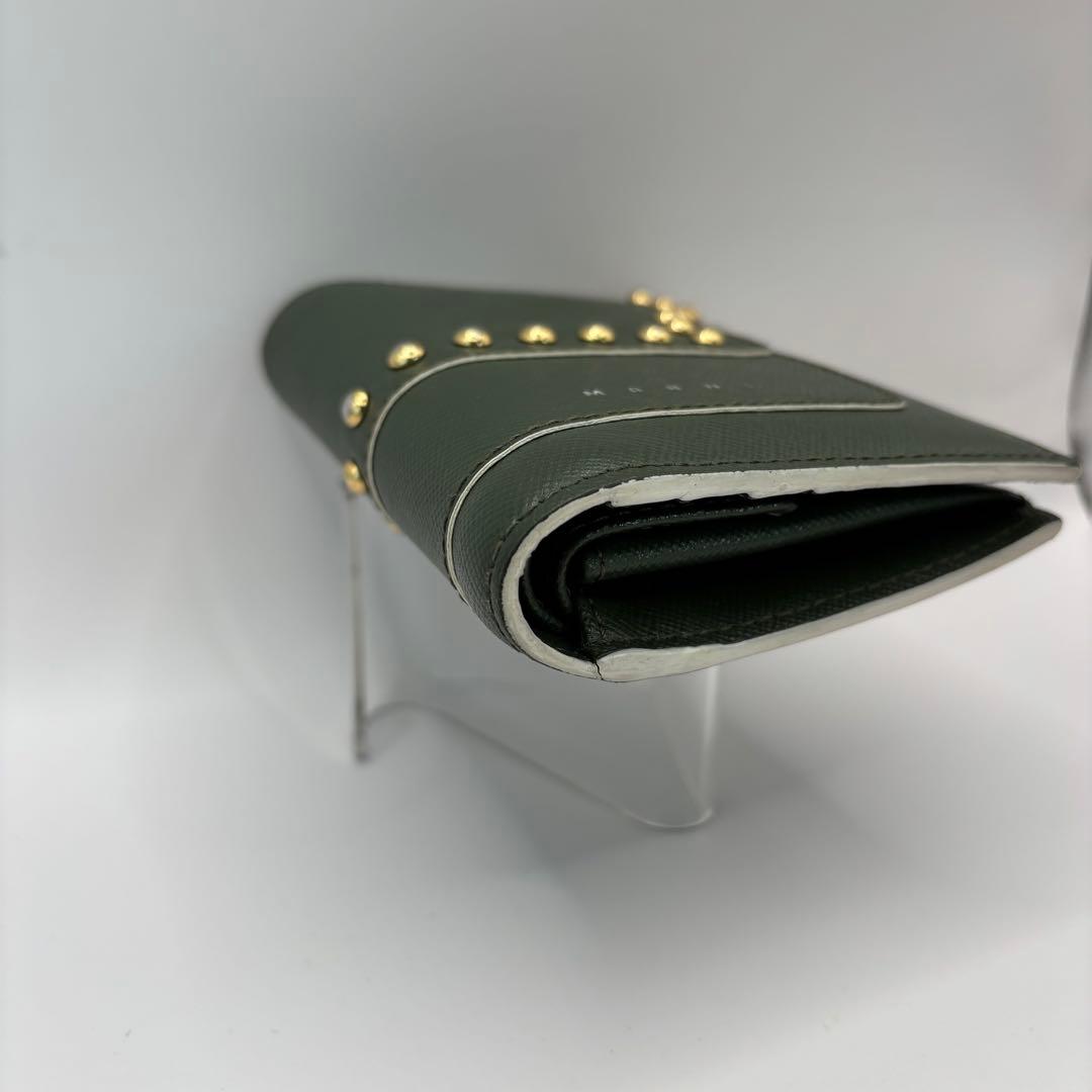 MARNI 二つ折り財布　スタッズ　グリーン　コンパクトウォレット　財布　緑