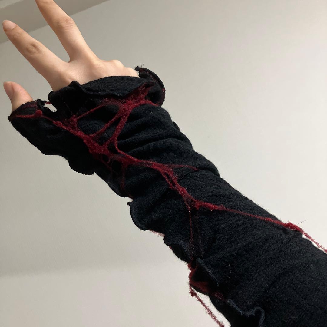 alice auaa 蜘蛛の巣アームカバー黒赤 alice auaa 蜘蛛の巣 アーム