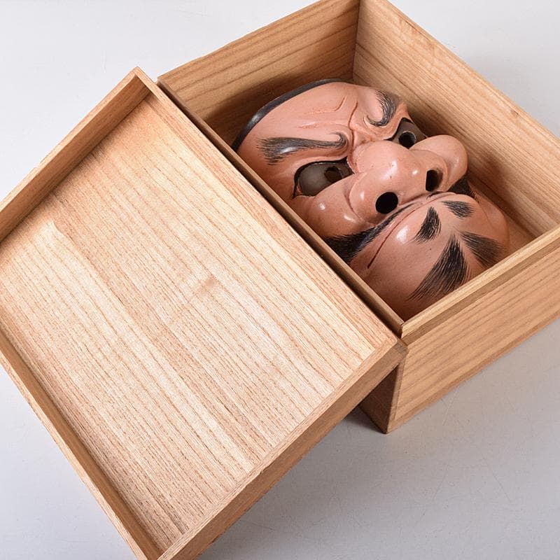 能面 能楽 雅楽 木彫 小べし見 時代箱付 M R8711