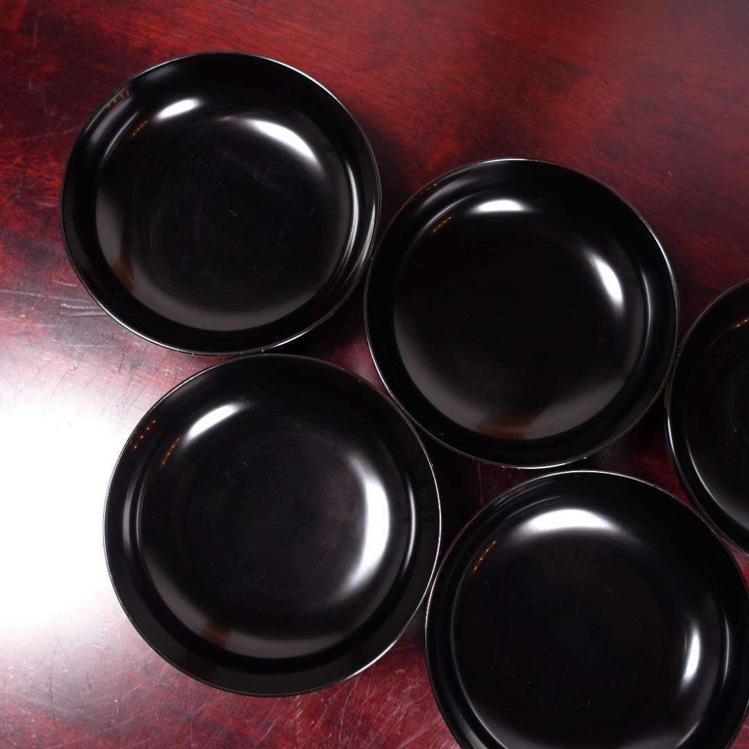 輪島塗 黒塗 扇蒔絵 煮物椀 5客 共箱 天然木製漆器
