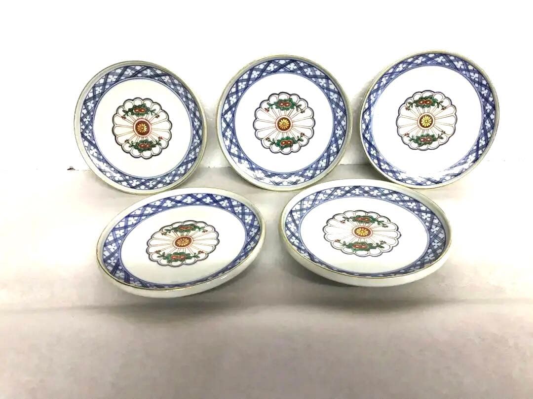 伊万里風菊模様蓋付碗(五客)