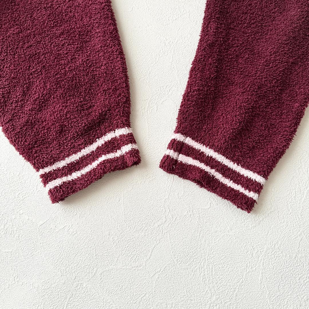 ジェラートピケ ルームウェアセット ベア 上下 ボルドー バーガンディ フリー