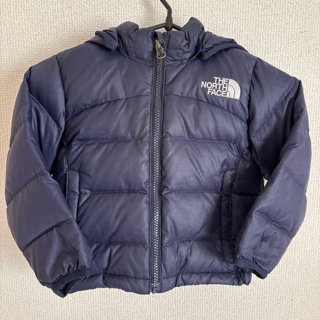 美品 ザノースフェイス ダウン ジャケット アウター キッズ ネイビー 90